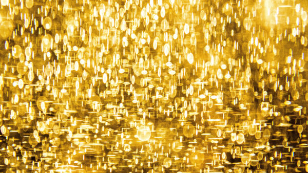 Gold disks raining down.